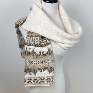 Cozy Cream and Brown Knit Scarf